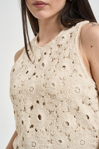 Abito donna in pizzo beige - 3