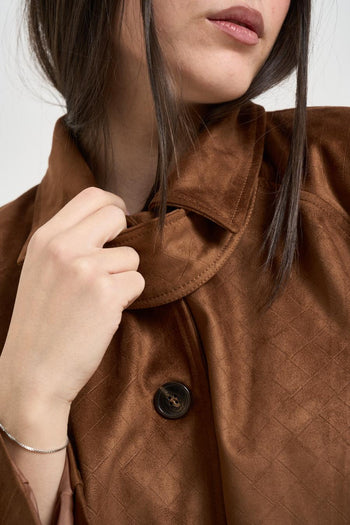 Bomber donna in suede cuoio - 3