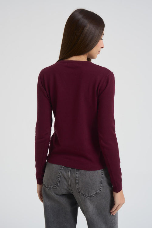 Maglia donna girocollo bordeaux - 2