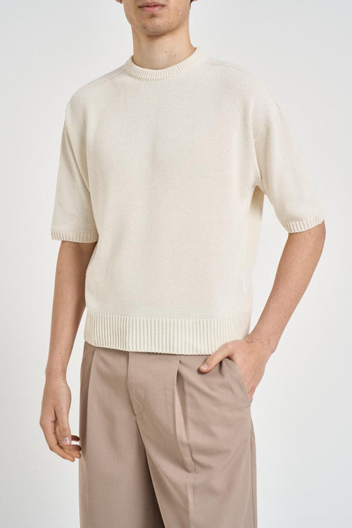 Polo uomo in maglia panna - 2