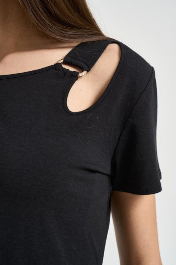 T-shirt donna girocollo nera - 3