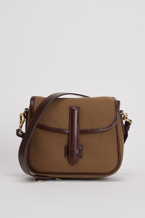 Borsa a tracolla in canvas marrone - 1