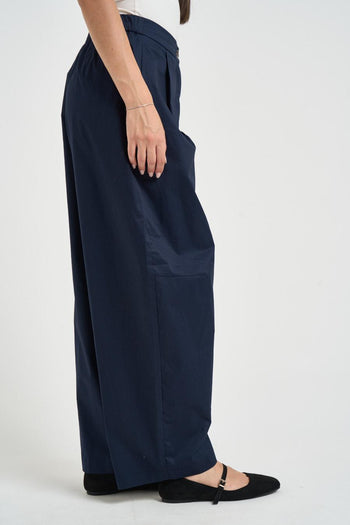 Pantalone donna barrel fit blu navy - 5