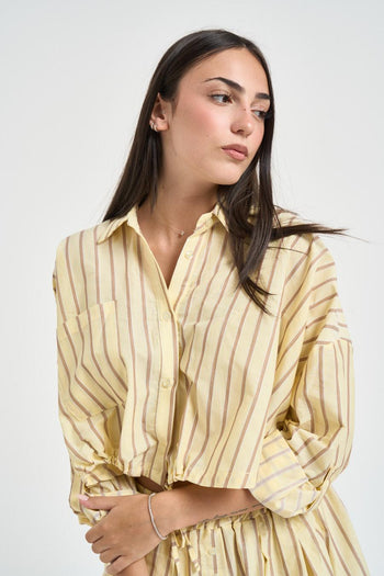 Abito donna a righe giallo pastello - 3
