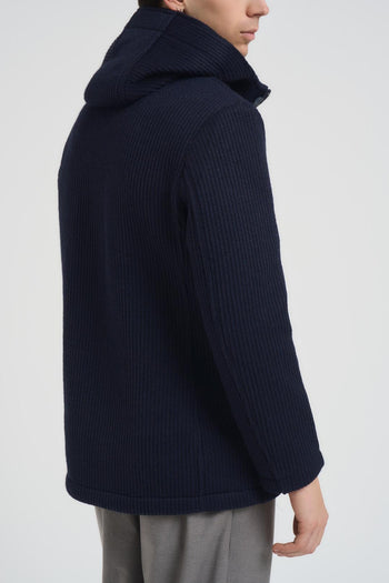 Cappotto uomo in maglia e nylon blu notte - 3