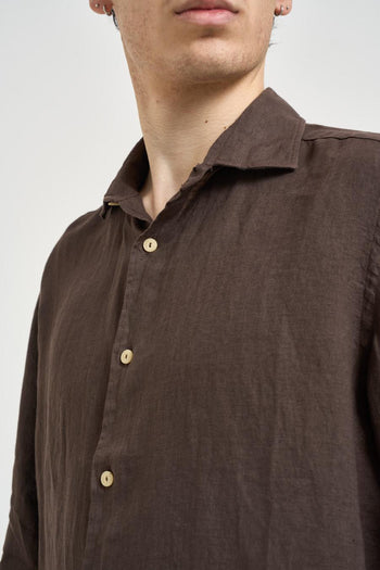 Camicia uomo "Pamplona" in lino marrone - 3