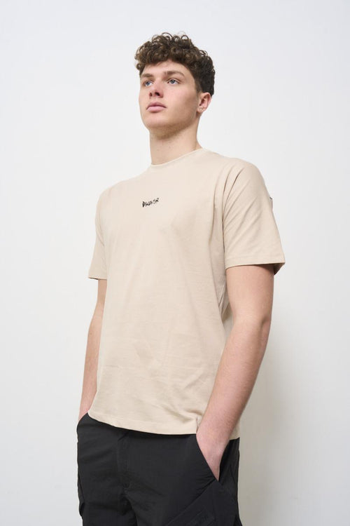 T-shirt uomo girocollo avorio con stampa - 2