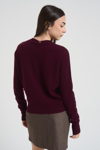 Maglia donna girocollo vino - 3