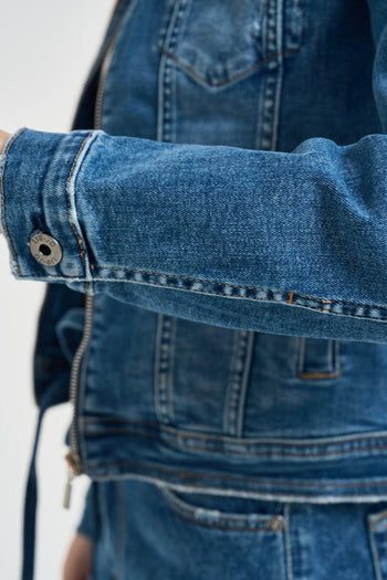 Giacca donna di jeans cropped blu - 5