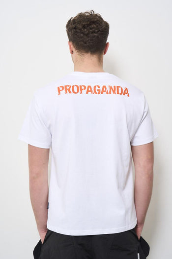 T-shirt uomo girocollo bianca con stampa colorata - 3
