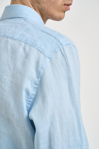Camicia uomo in lino celeste - 6