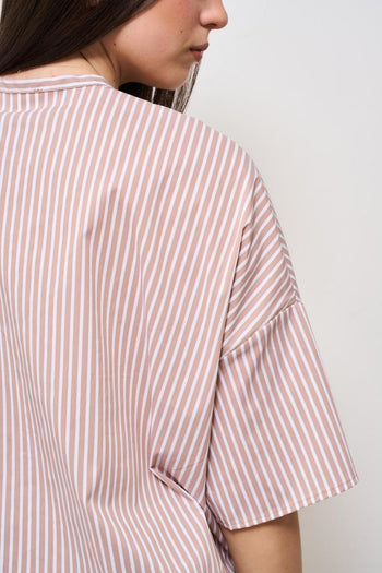 Camicia donna gessata rosa - 5