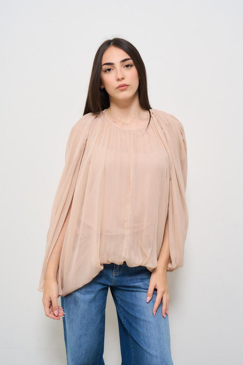 Blusa donna rosa plissè