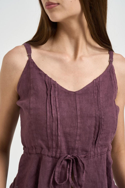 Top donna in lino vinaccia - 2