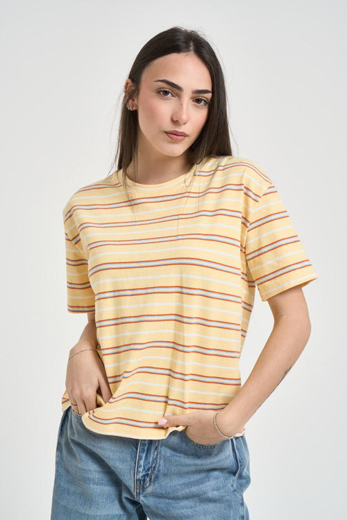 T-shirt donna a righe gialla