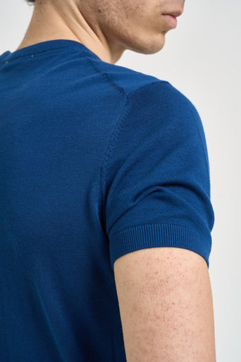 T-shirt uomo in maglia blu royal - 5