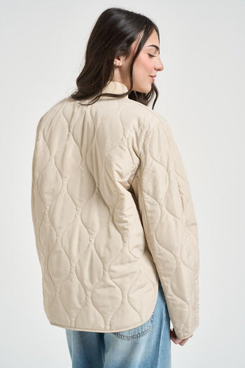 Bomber donna trapuntato panna - 3