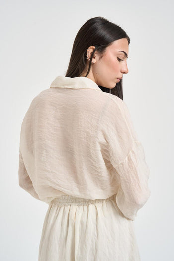 Camicia donna semitrasparente latte - 4