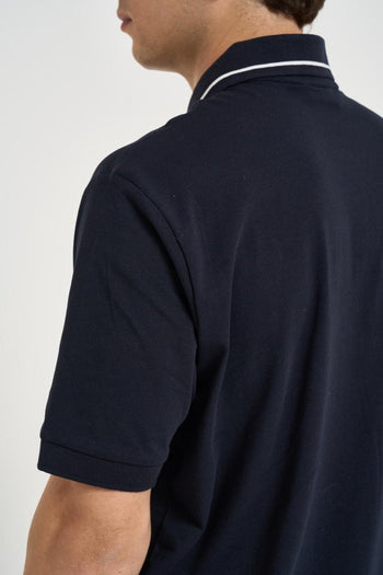Polo uomo in cotone blu navy - 5