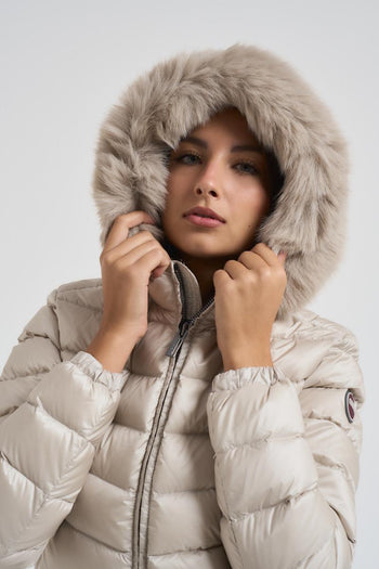 Piumino donna panna in nylon trapuntato - 6