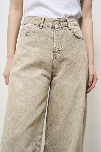 Jeans donna beige a palazzo - 4