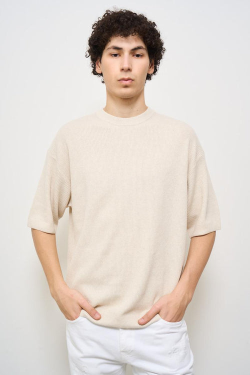 T-shirt uomo girocollo crema