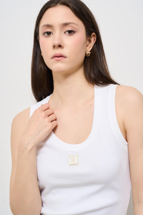 Top donna a costine bianco - 2