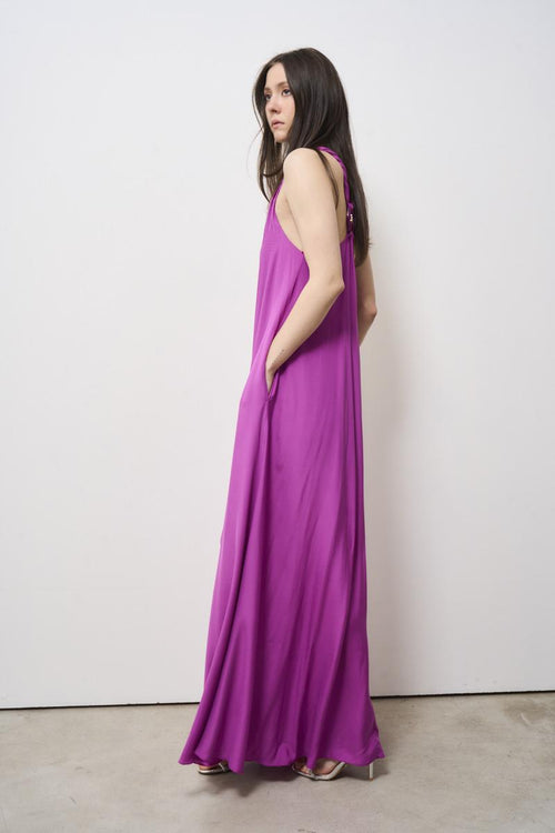 Abito donna lungo magenta - 2