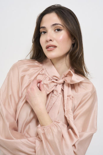 Pink women's shirt with bow - 3
