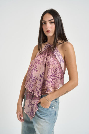 Top donna stampa paisley rosa e viola - 3