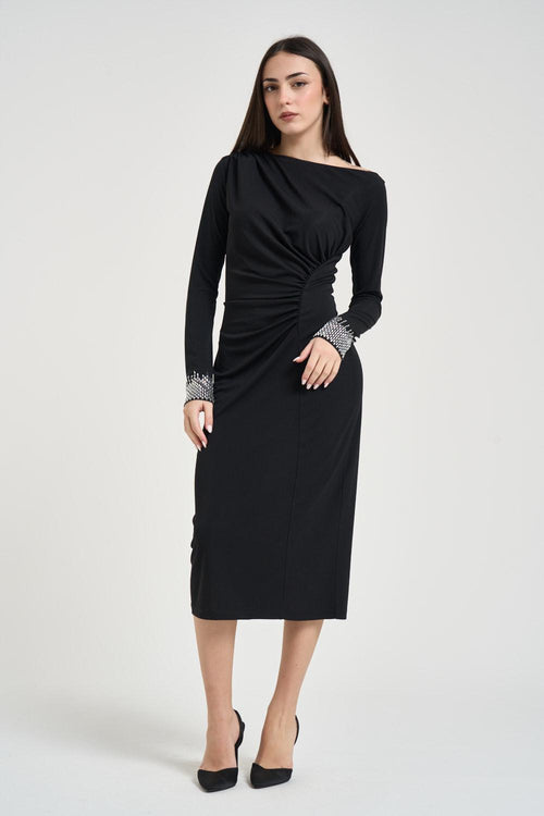 Abito donna drappeggiato nero