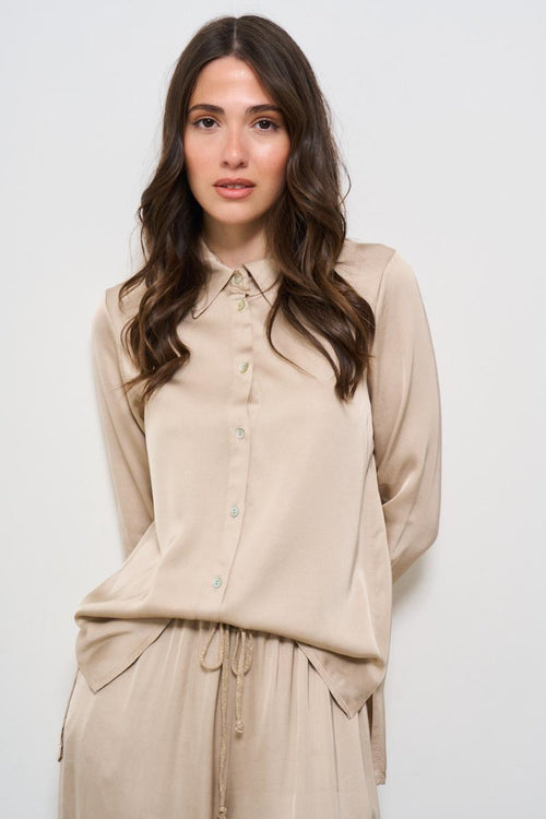 Camicia donna satinata beige - 2