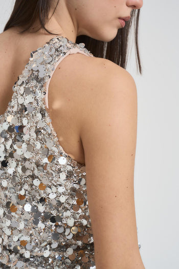 Top donna con paillettes argento - 5