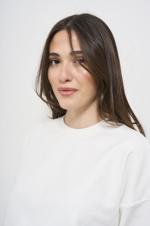 Felpa donna cropped bianca - 2