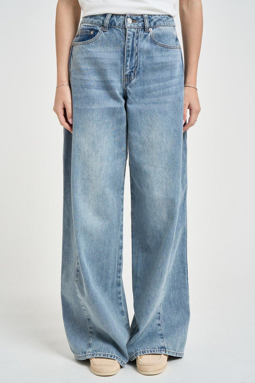 Jeans donna wide leg in denim chiaro