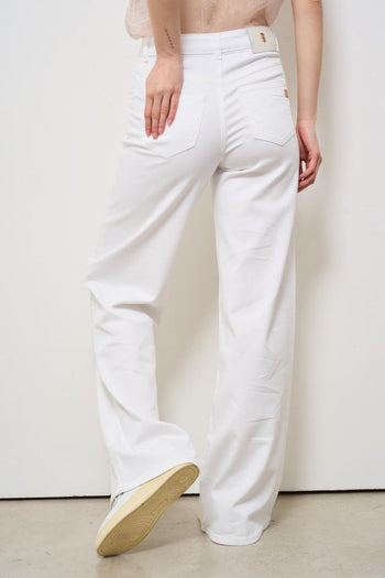 Jeans donna a palazzo in denim bianco - 3