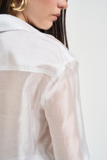 Camicia donna semitrasparente bianco - 5