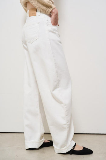 Jeans donna regular in denim bianco - 5