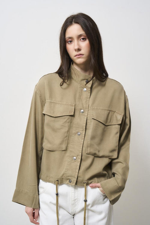 Camicia donna beige con tasconi