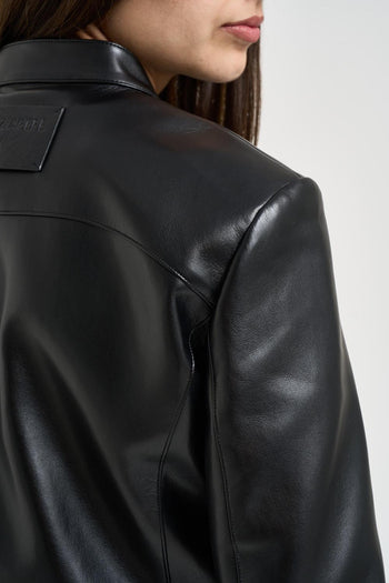 Chiodo donna in ecopelle nera - 5