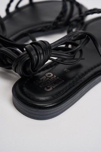 Sandalo donna flat intrecciato nero - 7
