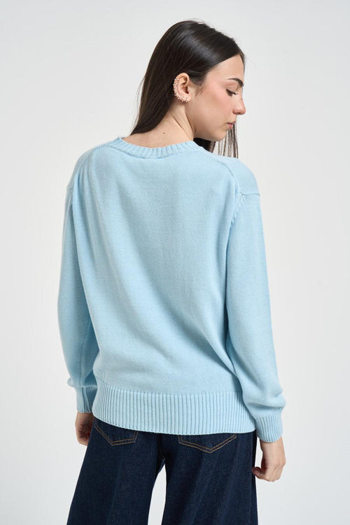 Maglia donna girocollo azzurro - 2