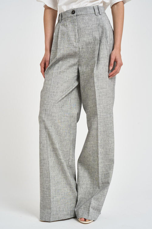 Pantalone donna palazzo grigio mélange