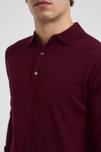 Polo uomo a maniche lunghe bordeaux - 3