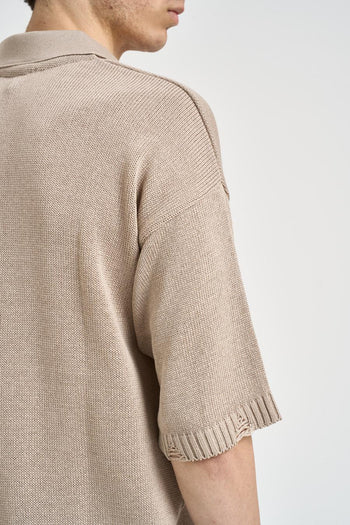 Polo uomo in maglia beige - 5