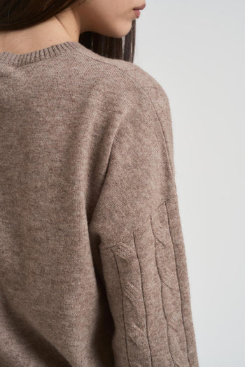 Maglia donna a trecce tortora - 4