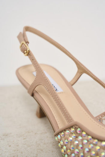Scarpa donna cipria con tacco e strass - 4