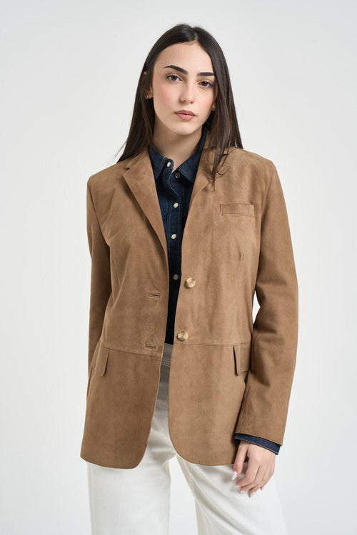 Blazer donna monopetto cuoio - 2