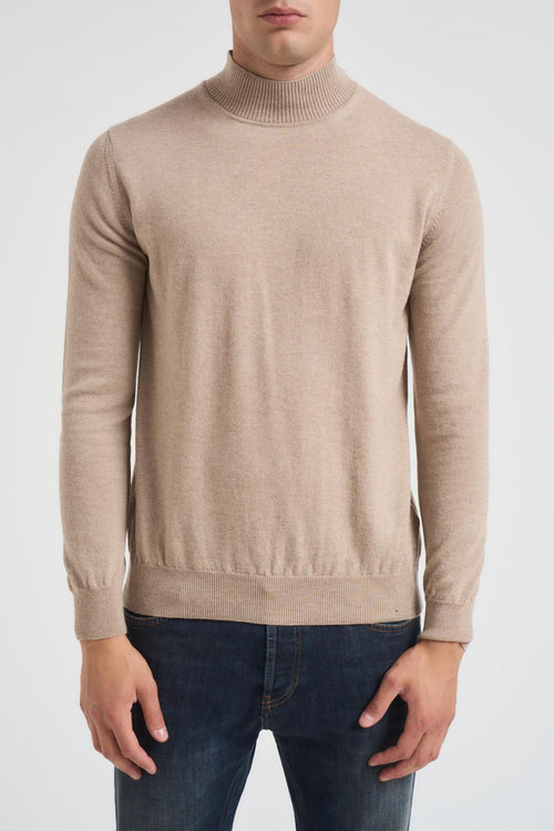 Maglia uomo mezzo collo beige
