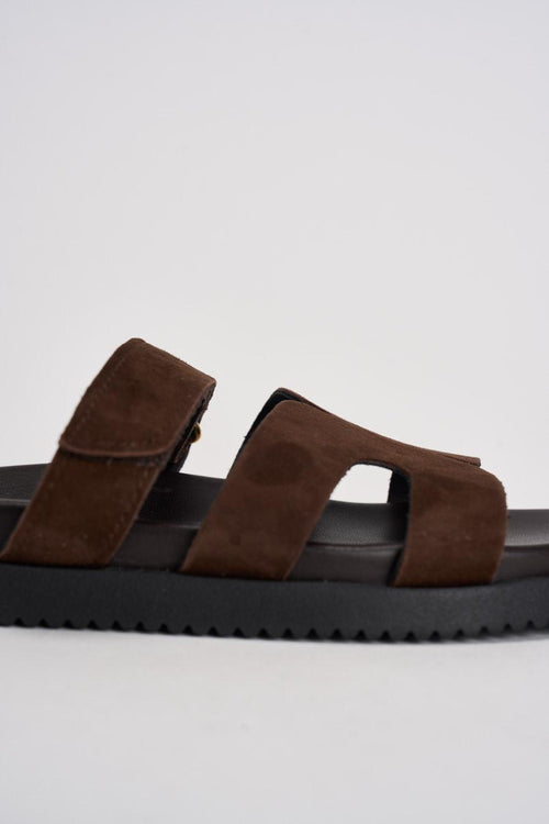 Sandalo donna in suede marrone - 2